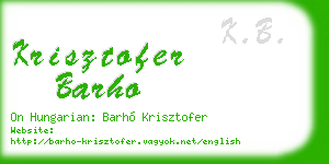 krisztofer barho business card