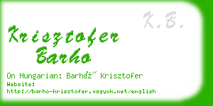 krisztofer barho business card